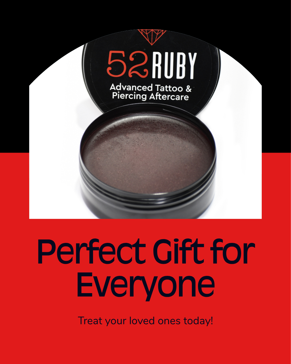 The perfect gift for tattoo lovers and skincare fans. Let them choose 52Ruby — our natural, soothing balm that heals, protects, and revives ink and skin. A thoughtful way to show you care, every day. 52 Ruby