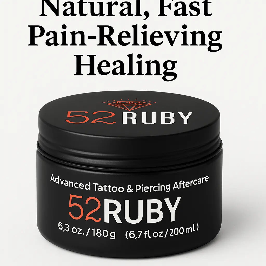 Protect your tattoo, protect your story. Natural aftercare for lasting art and memories. 52 Ruby