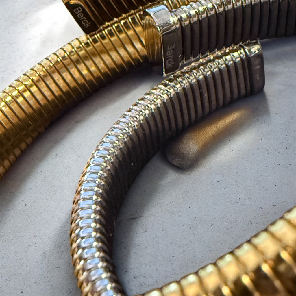 Waterproof Slinky Open Bangle Bracelet Polished Stainless Steel & 14k Gold PVD Plated Stainless Steel