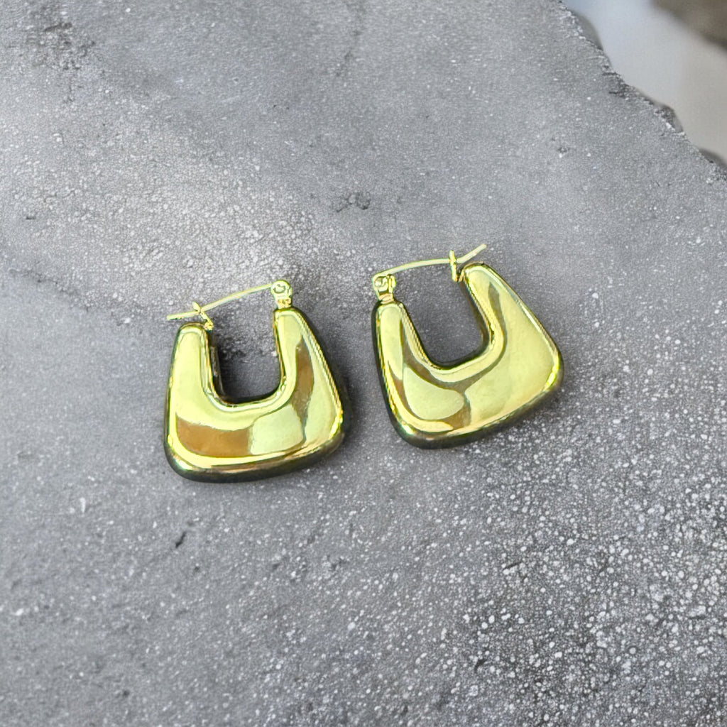 Waterproof Squared Puffy Hoop Earrings