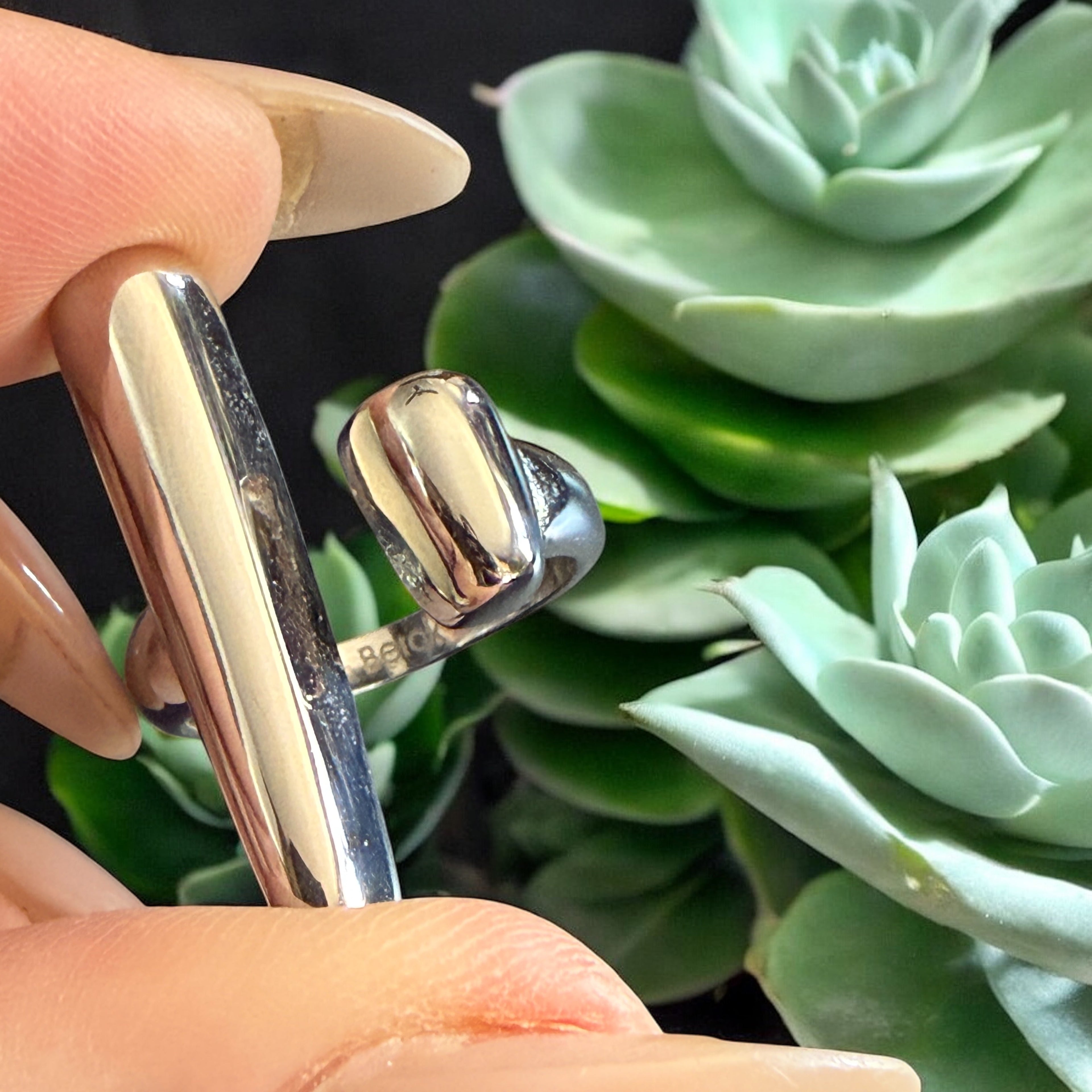 Waterproof Abstract Bar Ring Polished Stainless Steel & 18k Gold PVD Plated Stainless Steel