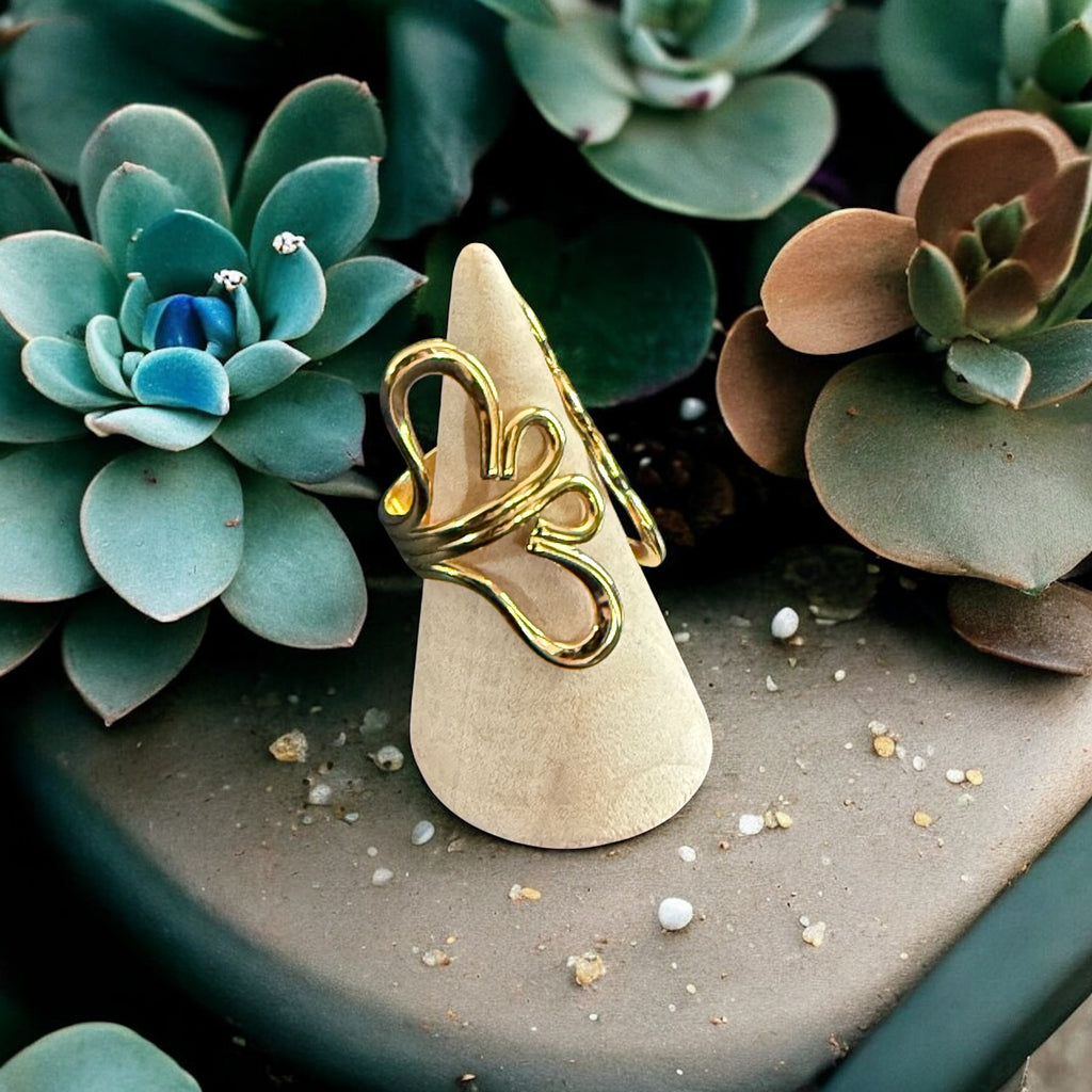 Waterproof Lotus Flower Ring 18k Gold PVD Plated Stainless Steel