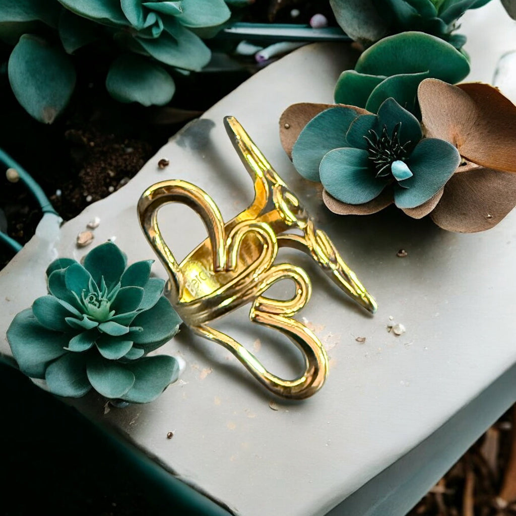 Waterproof Lotus Flower Ring 18k Gold PVD Plated Stainless Steel