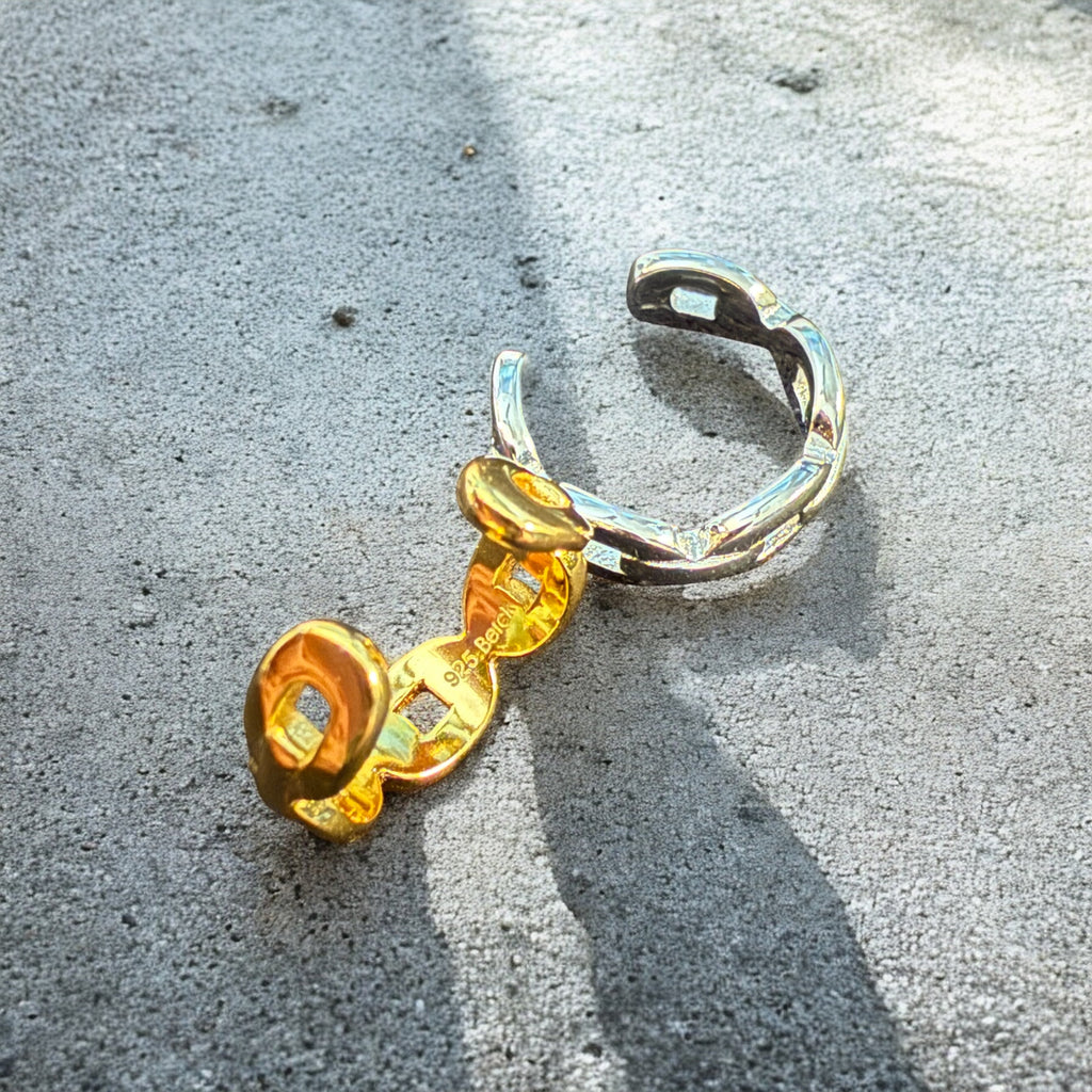 Waterproof Dainty Link Ear Cuff Solid Sterling Silver (Sold as a Single