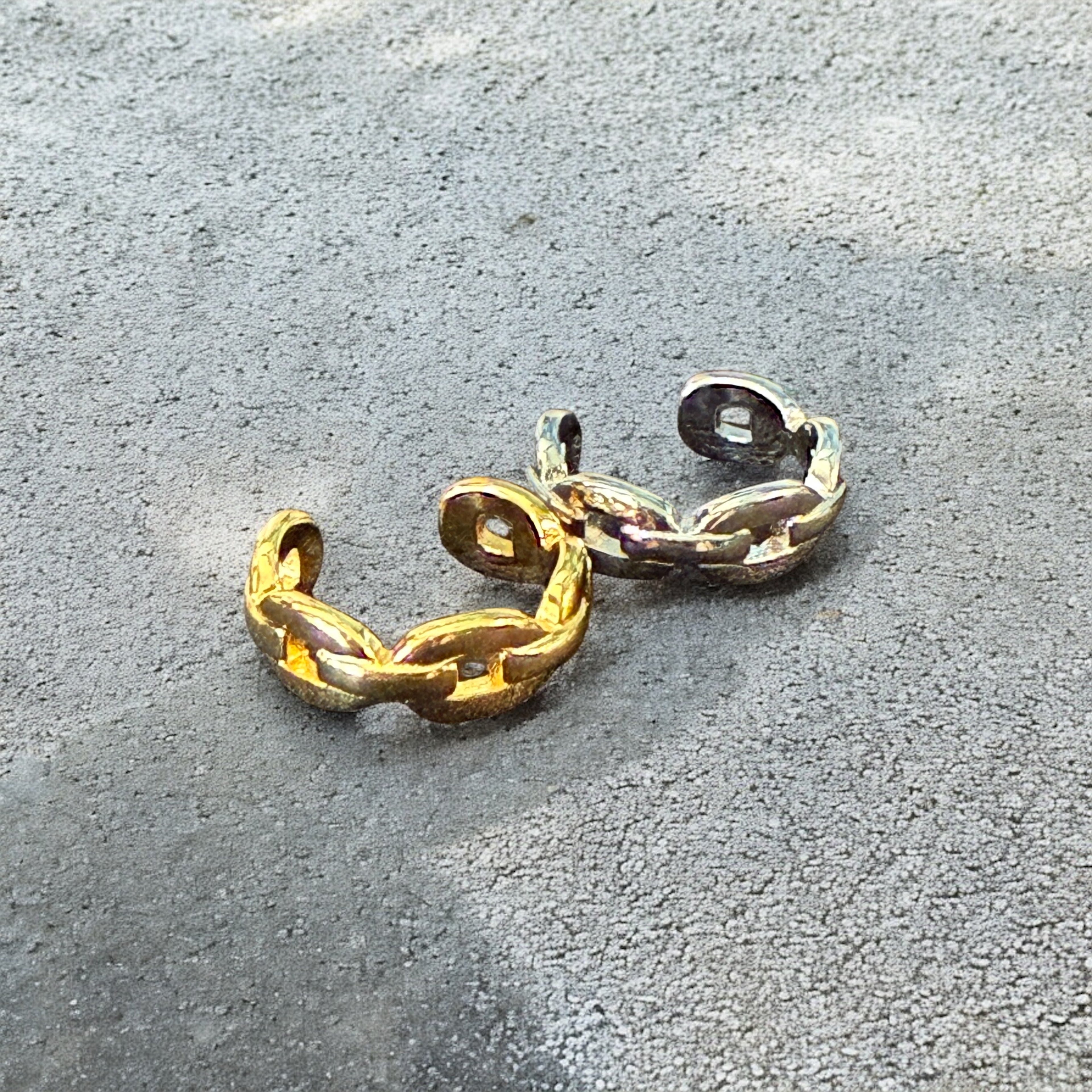 Waterproof Dainty Link Ear Cuff Solid Sterling Silver (Sold as a Single