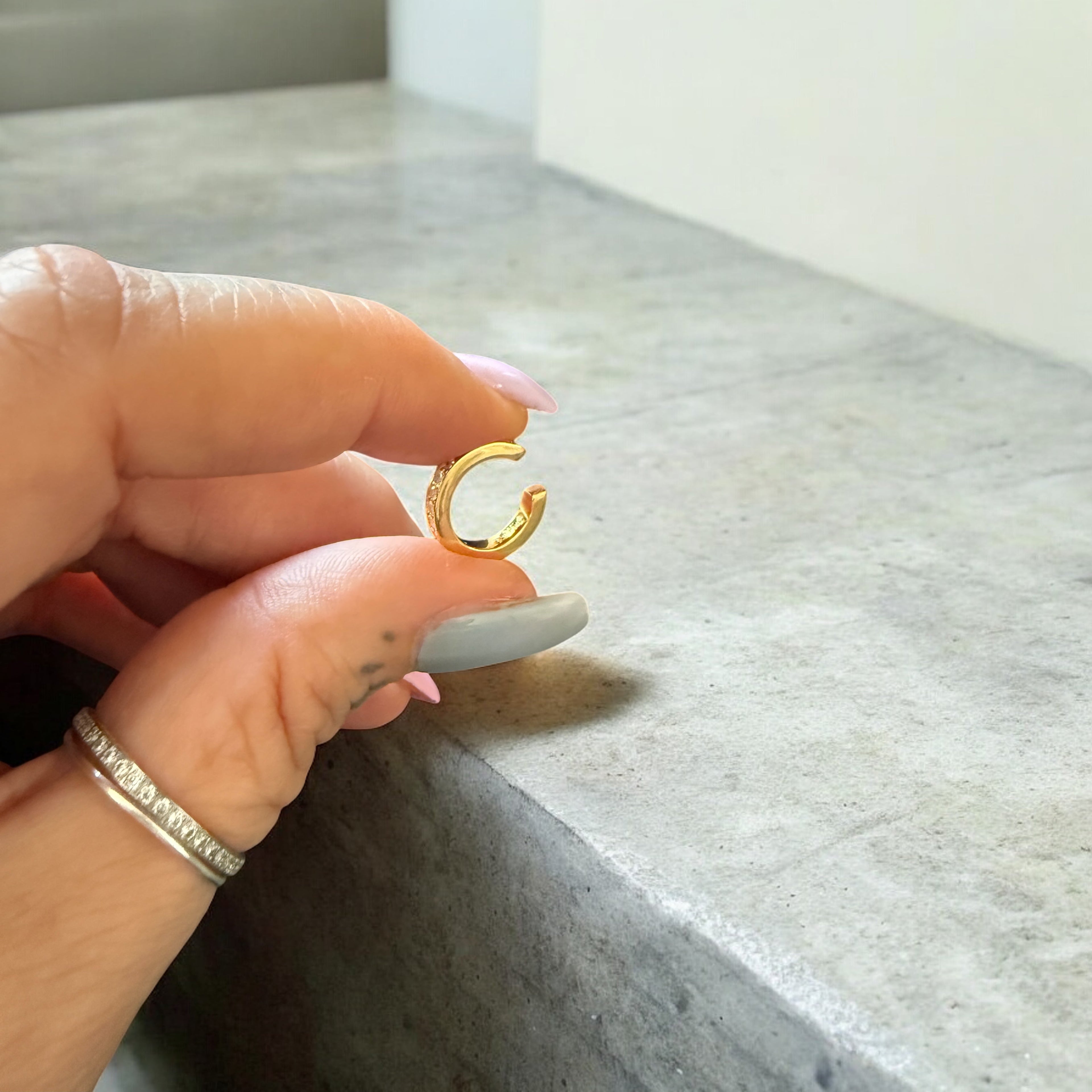 Waterproof Dainty Zircon Diamond Ear Cuff Solid Sterling Silver (Sold as a Single)