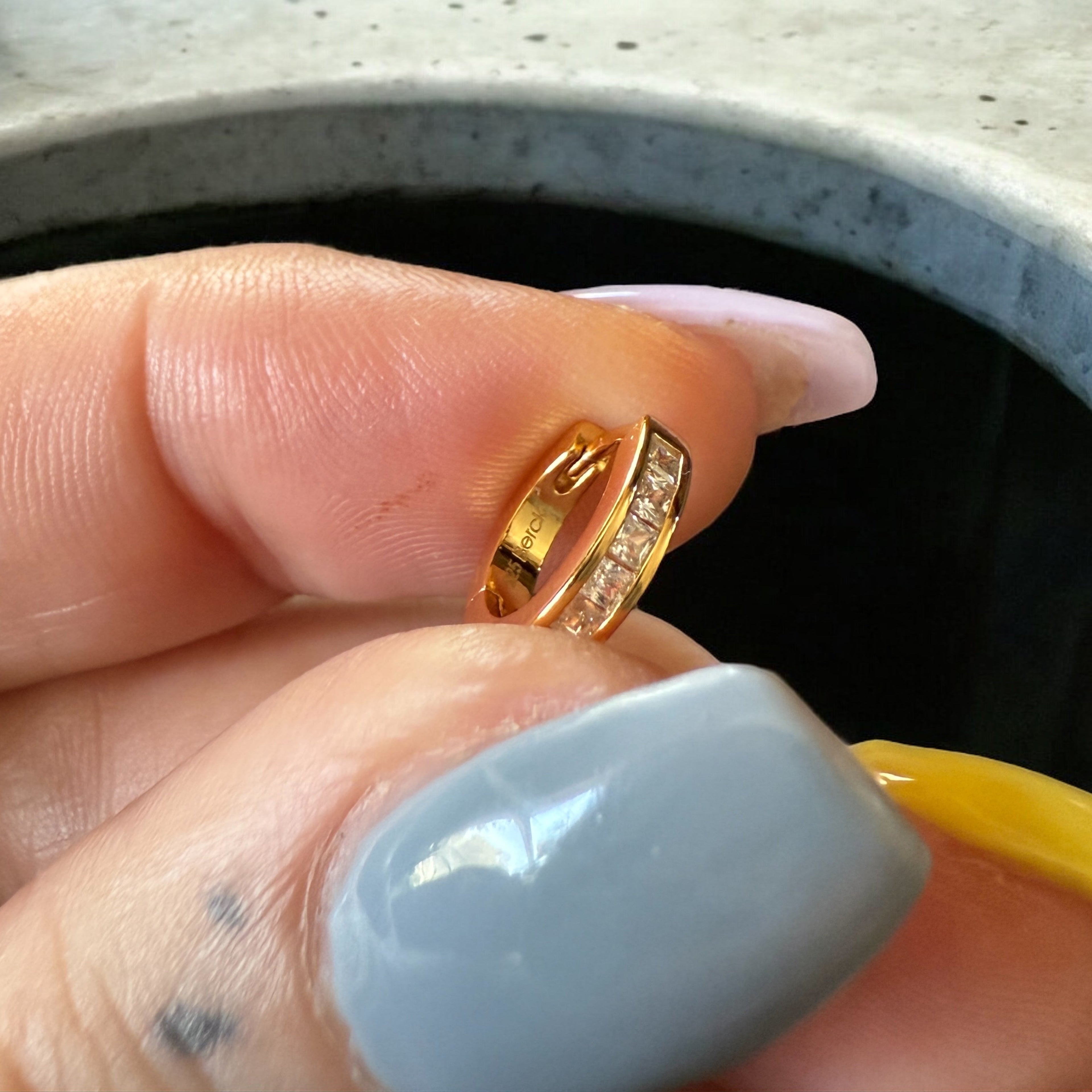 Waterproof Dainty Zircon Diamond Huggies Solid Sterling Silver