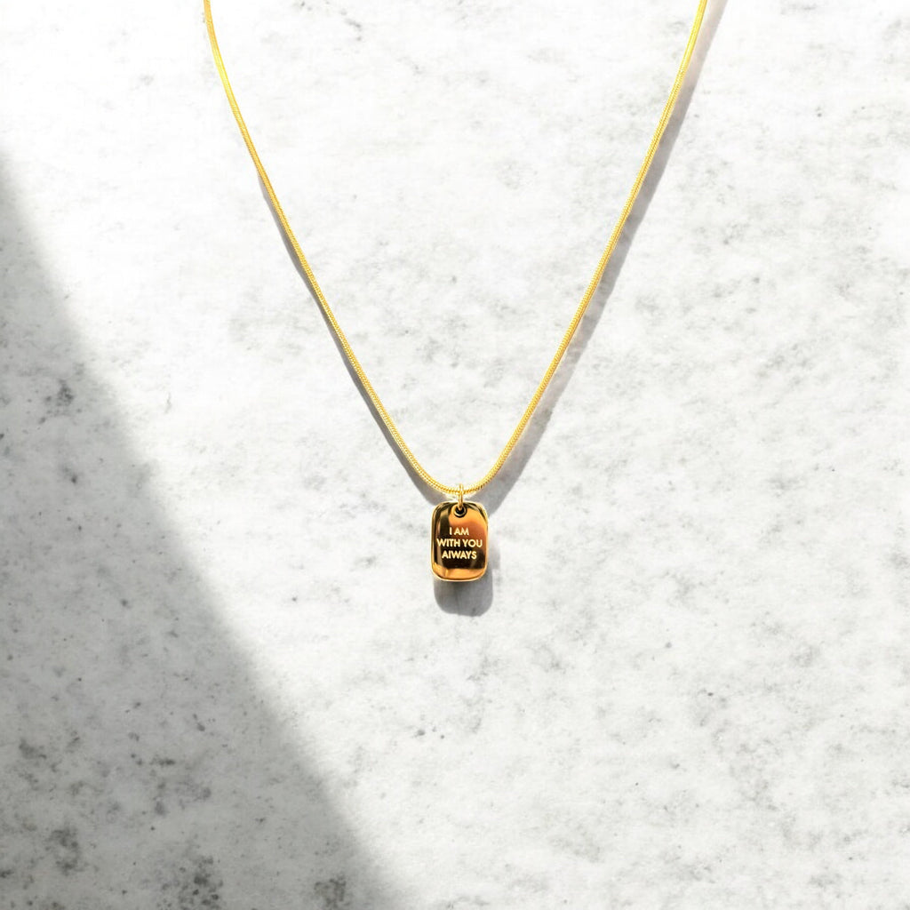 Waterproof Two Piece Layering Necklace "I am With You Always"