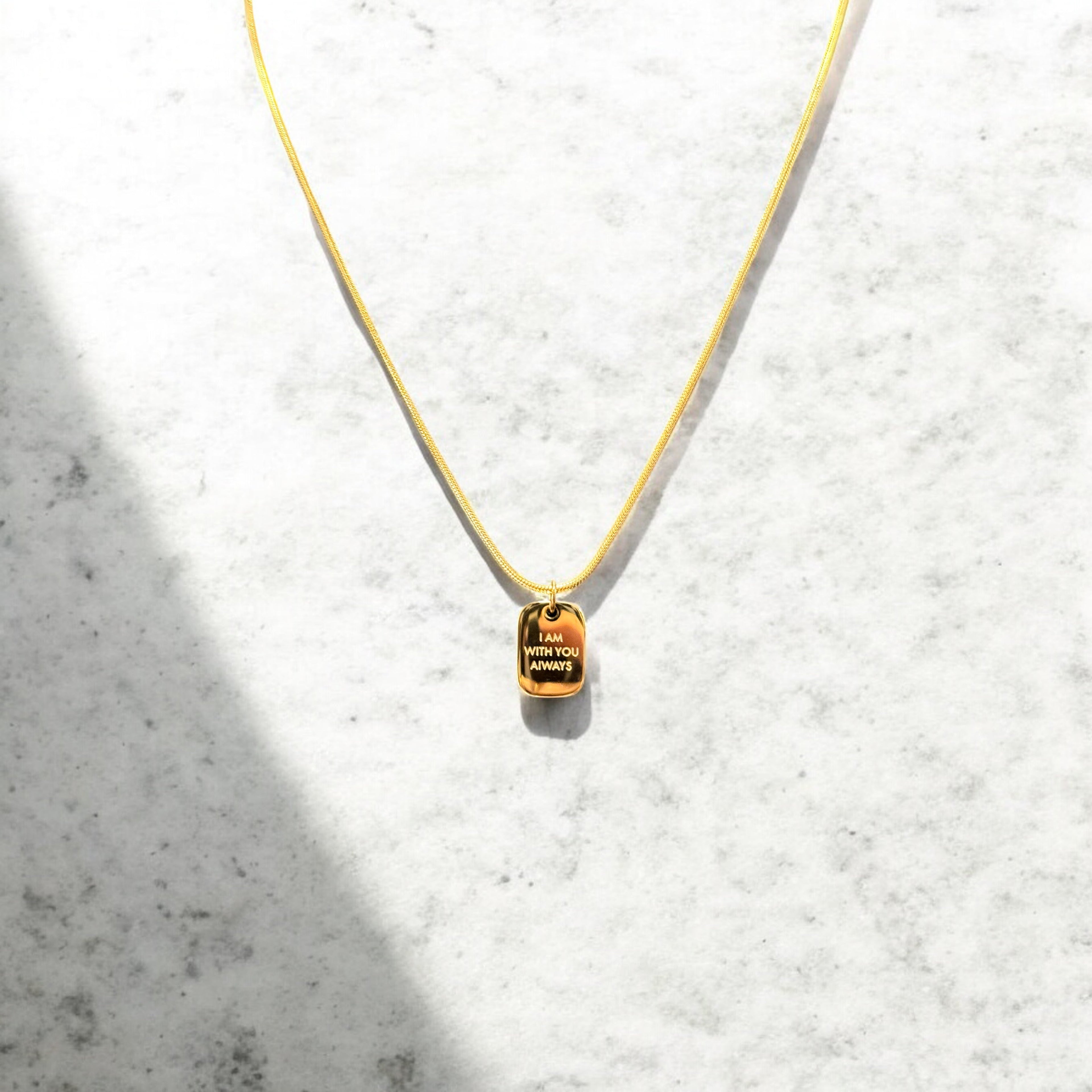 Waterproof Two Piece Layering Necklace "I am With You Always"