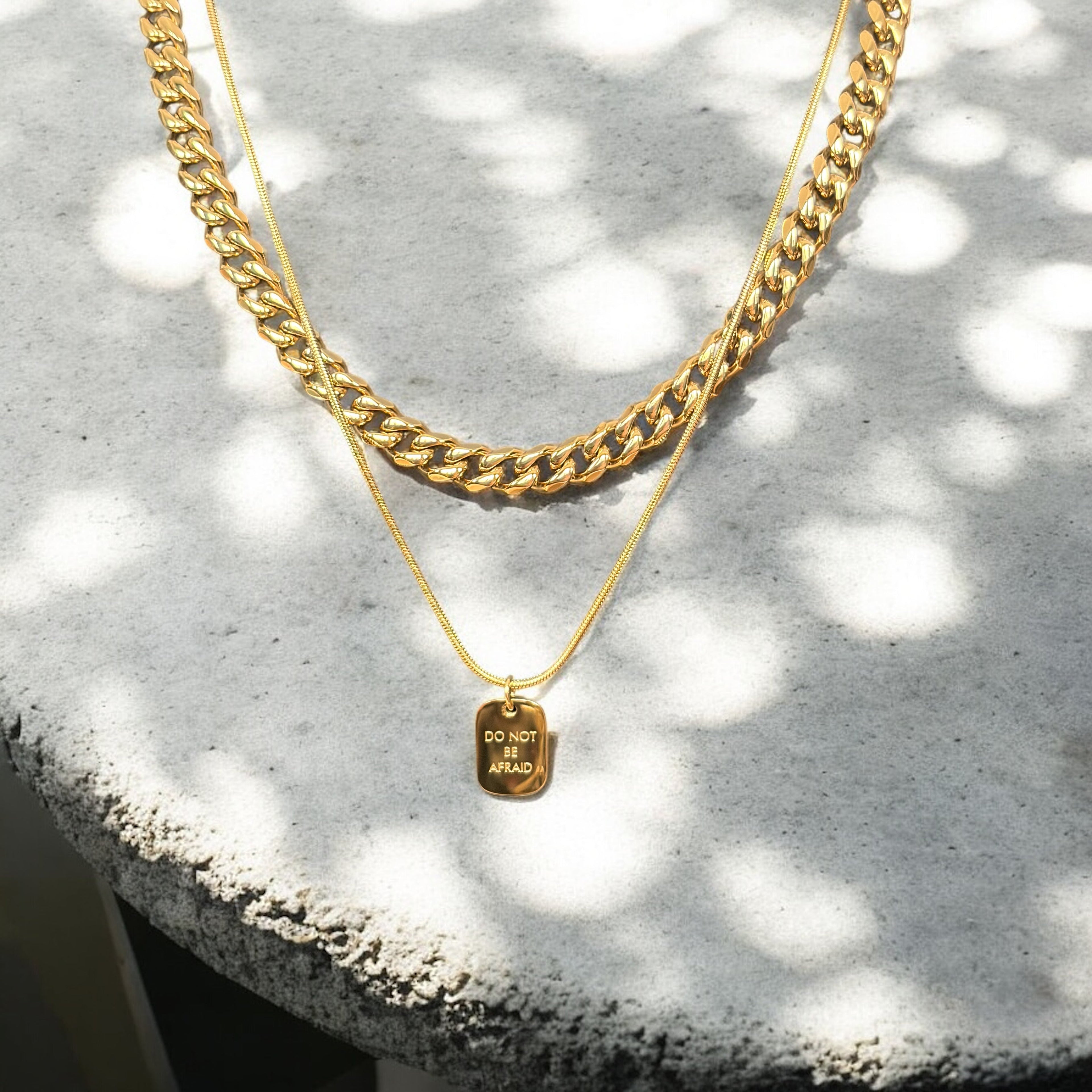 Waterproof Two Piece Layering Necklace "Do Not Be Afraid"