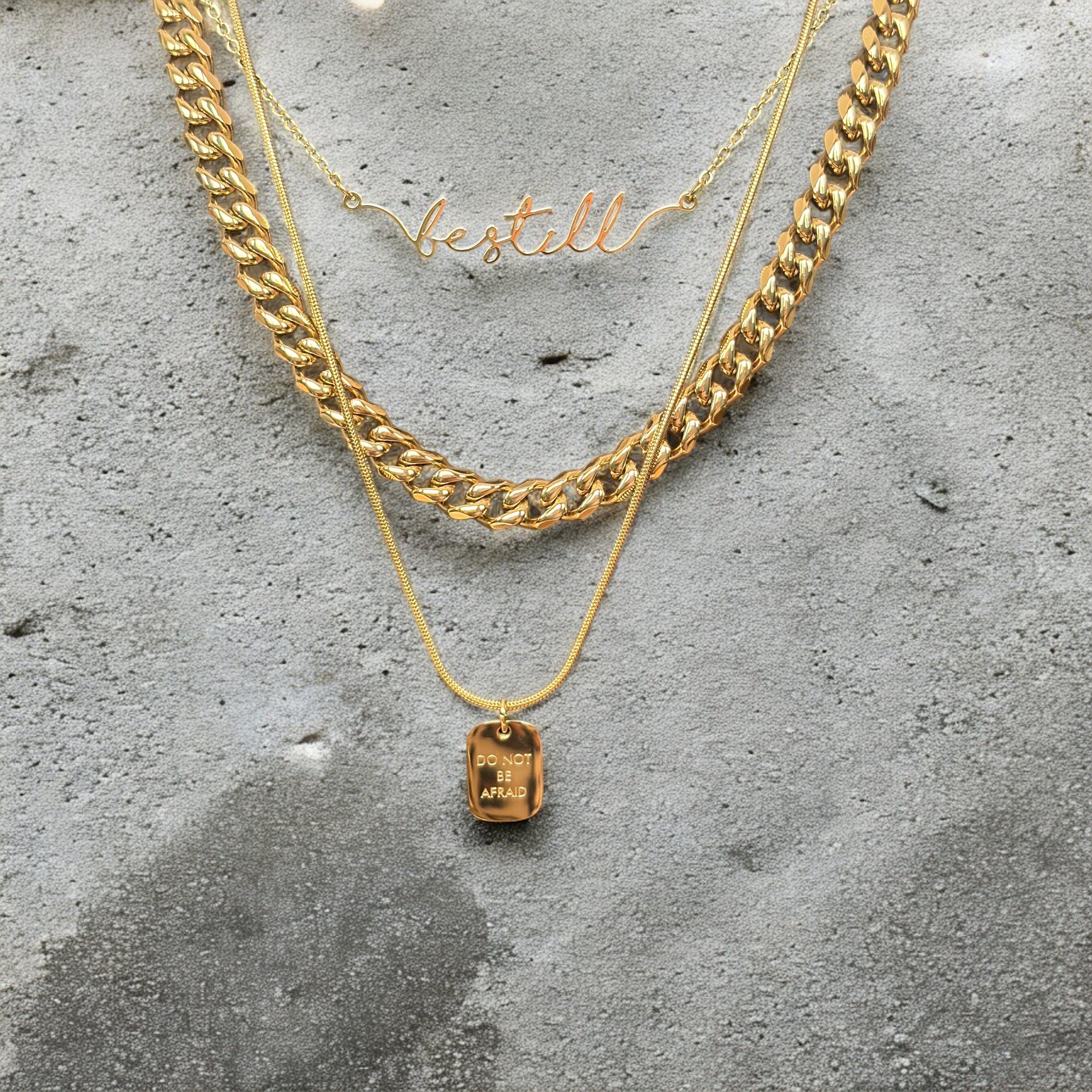 Waterproof "Be Still" Script Necklace