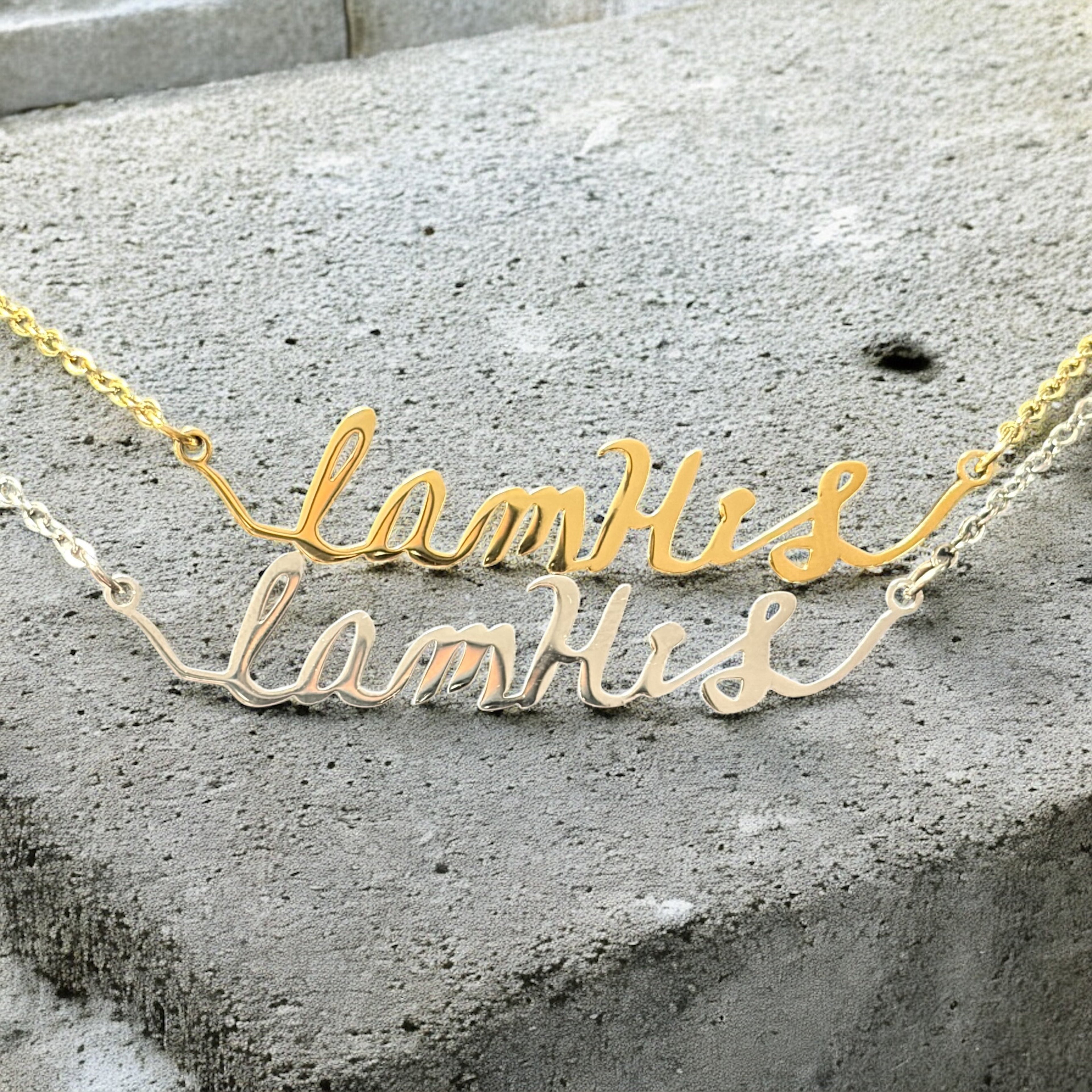 Waterproof "I am His" Script Necklace