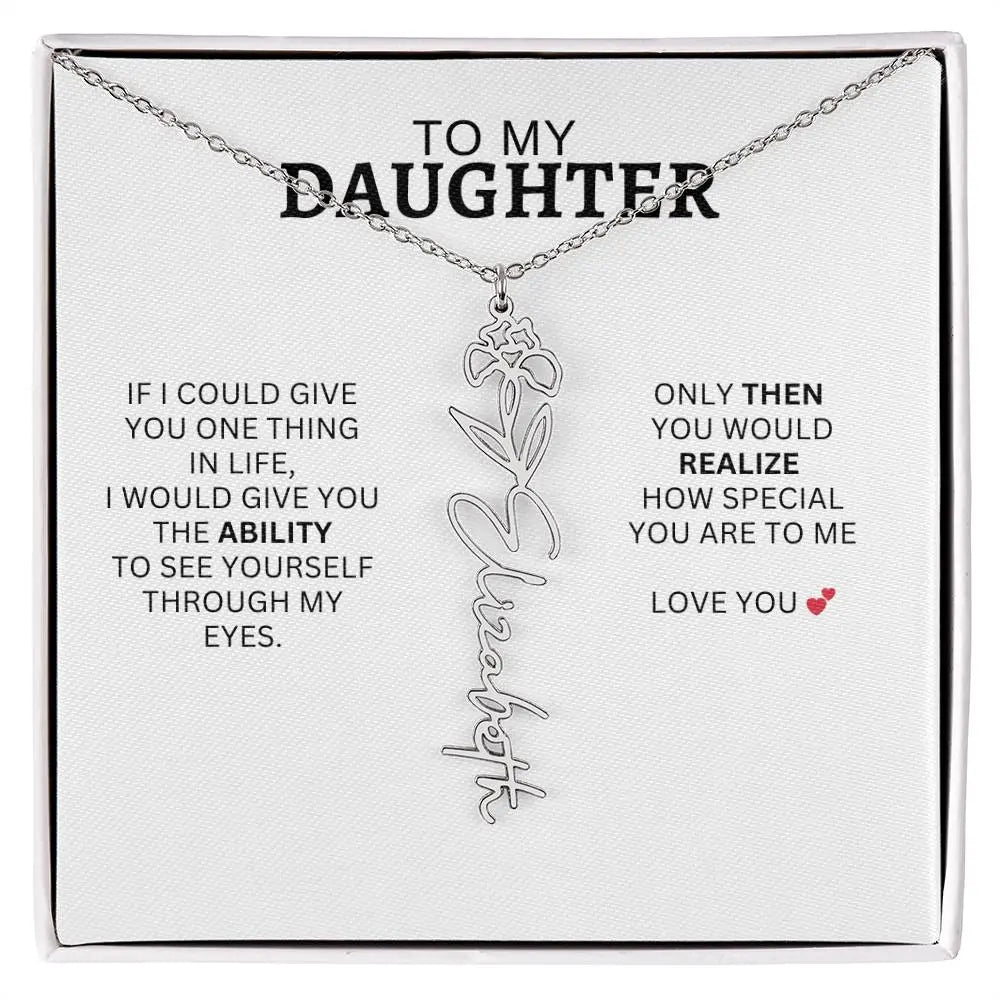 Necklace for Daughter | I Love You - Birth Necklace