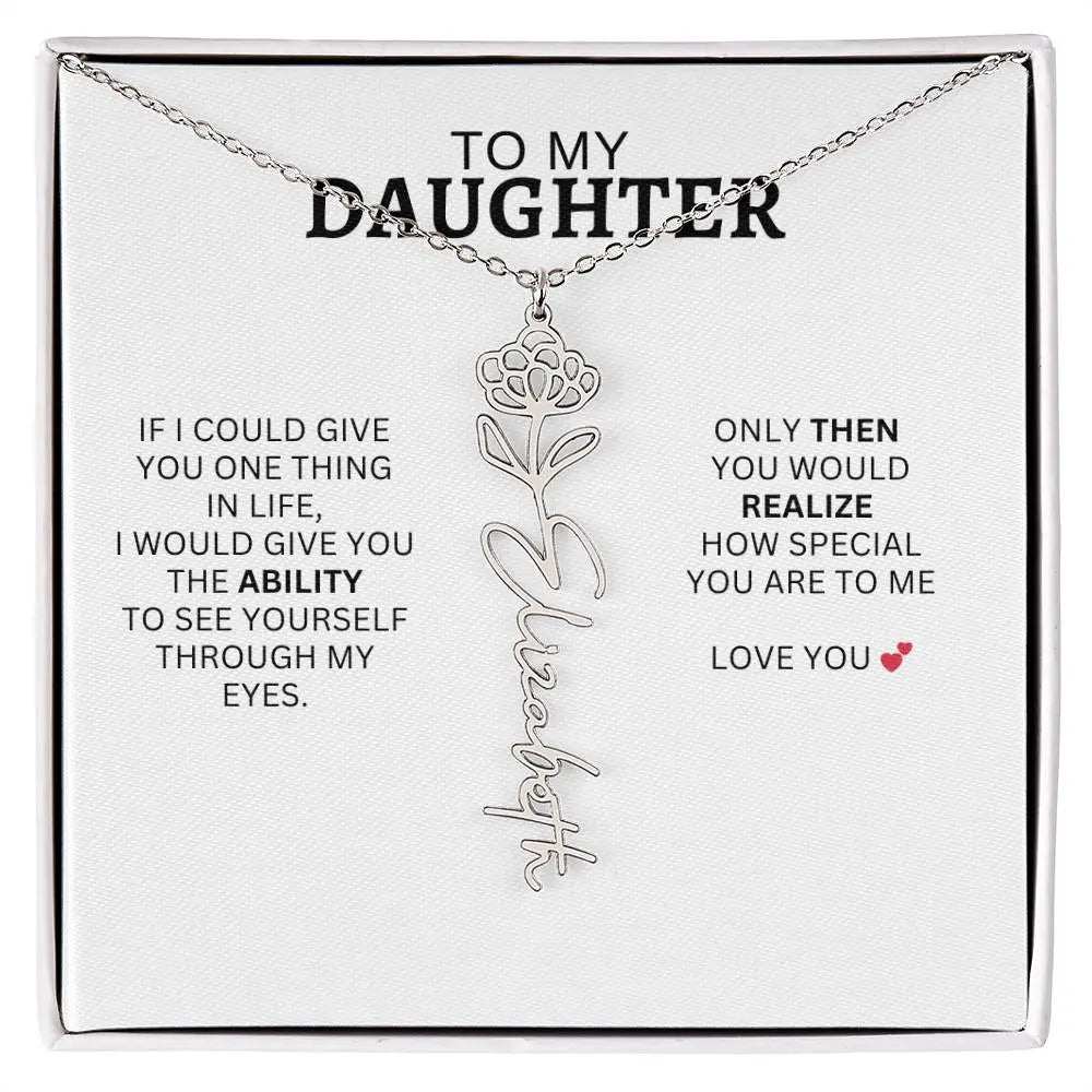 Necklace for Daughter | I Love You - Birth Necklace