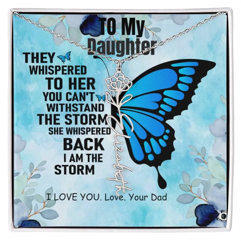 Necklace From Dad to Daughter I To My Daughter | I Love You - Birth Necklace