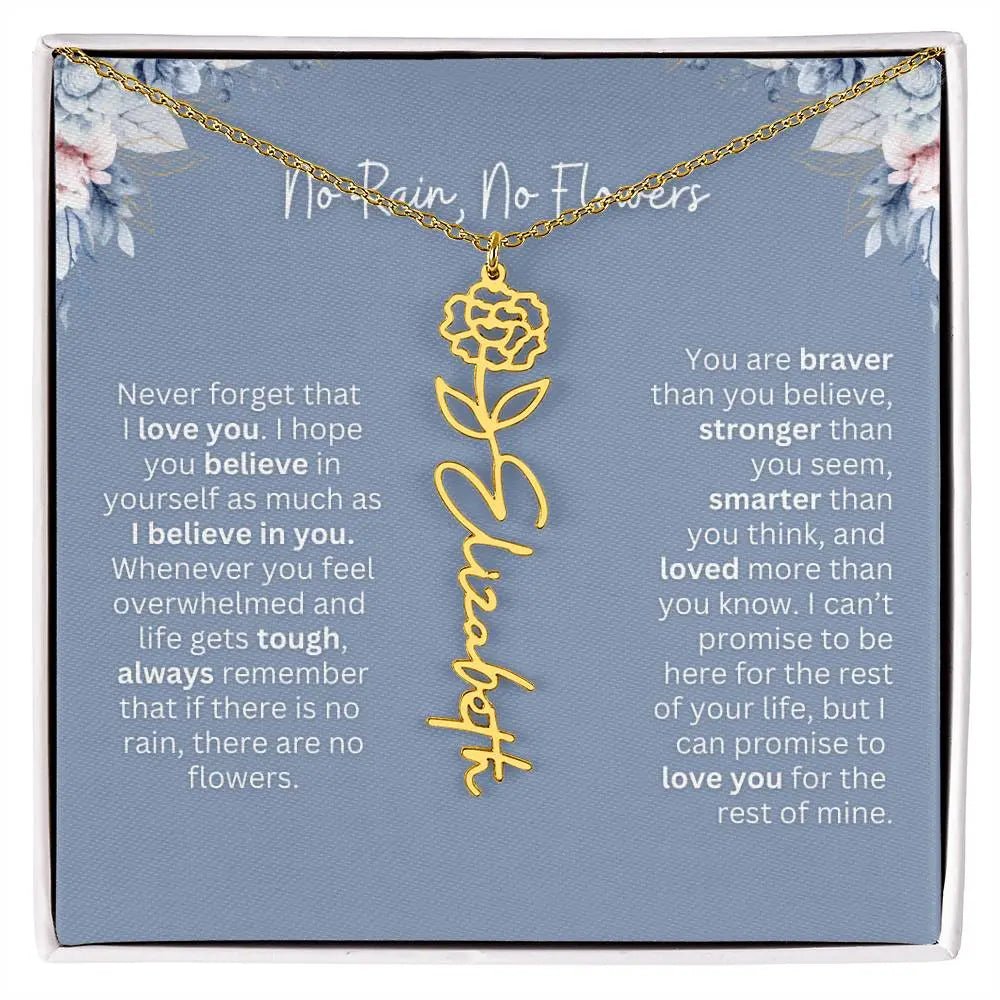 No Rain - No Flowers | Birth Necklace | Name Necklace | Custom Gift from Dad to Daughter and Bonus Daughter