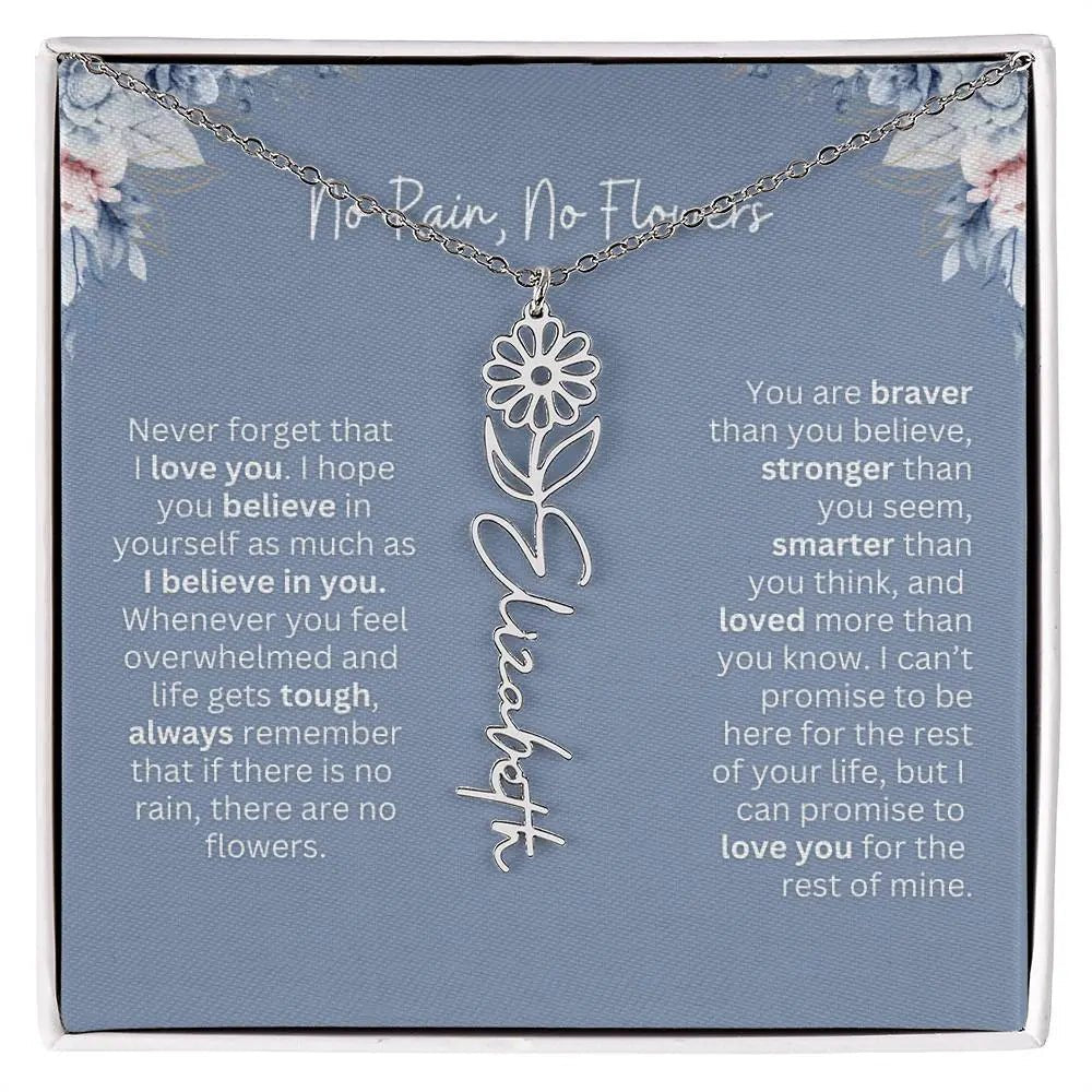 No Rain - No Flowers | Birth Necklace | Name Necklace | Custom Gift from Dad to Daughter and Bonus Daughter