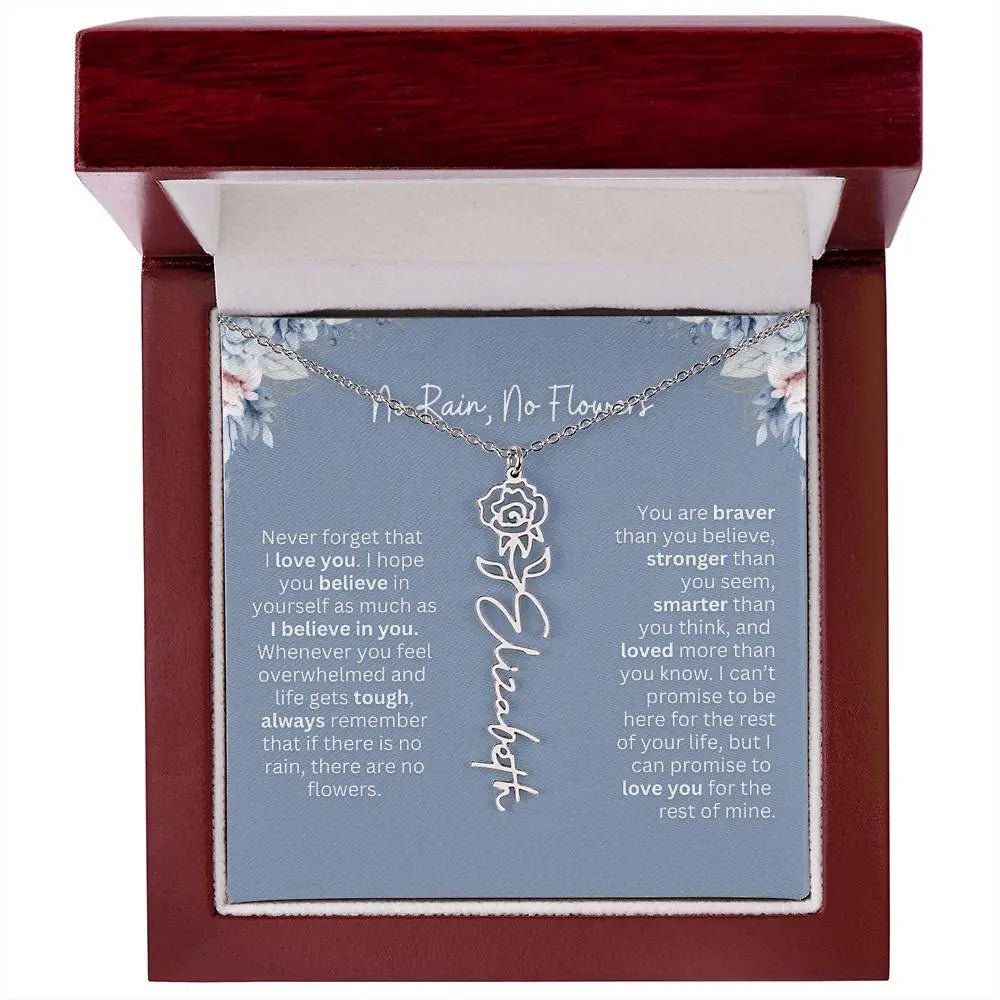 No Rain - No Flowers | Birth Necklace | Name Necklace | Custom Gift from Dad to Daughter and Bonus Daughter