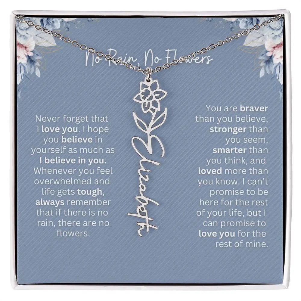 No Rain - No Flowers | Birth Necklace | Name Necklace | Custom Gift from Dad to Daughter and Bonus Daughter