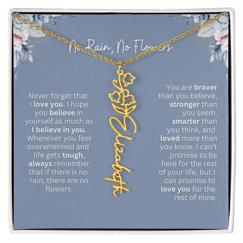 No Rain - No Flowers | Birth Necklace | Name Necklace | Custom Gift from Dad to Daughter and Bonus Daughter