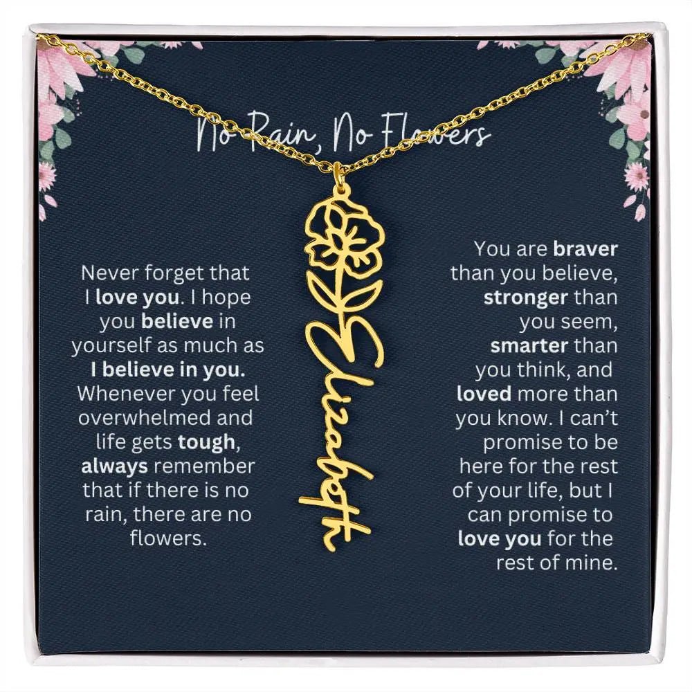 No Rain - No Flowers | Birth Necklace | Name Necklace | Custom Jewelry Gift for Daughters from Dad