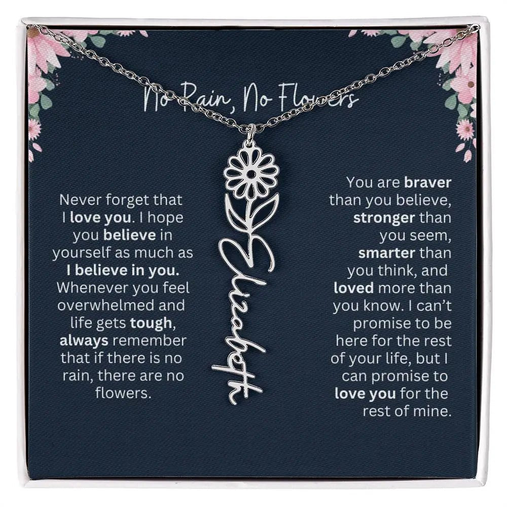 No Rain - No Flowers | Birth Necklace | Name Necklace | Custom Jewelry Gift for Daughters from Dad