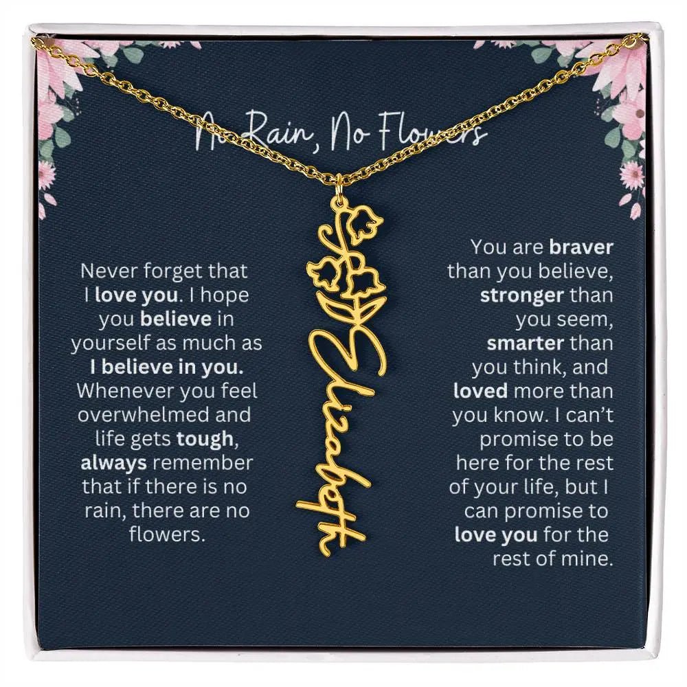 No Rain - No Flowers | Birth Necklace | Name Necklace | Custom Jewelry Gift for Daughters from Dad