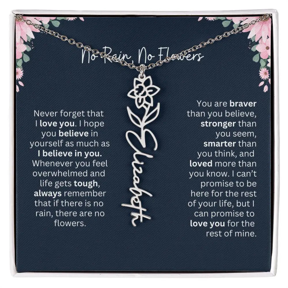 No Rain - No Flowers | Birth Necklace | Name Necklace | Custom Jewelry Gift for Daughters from Dad