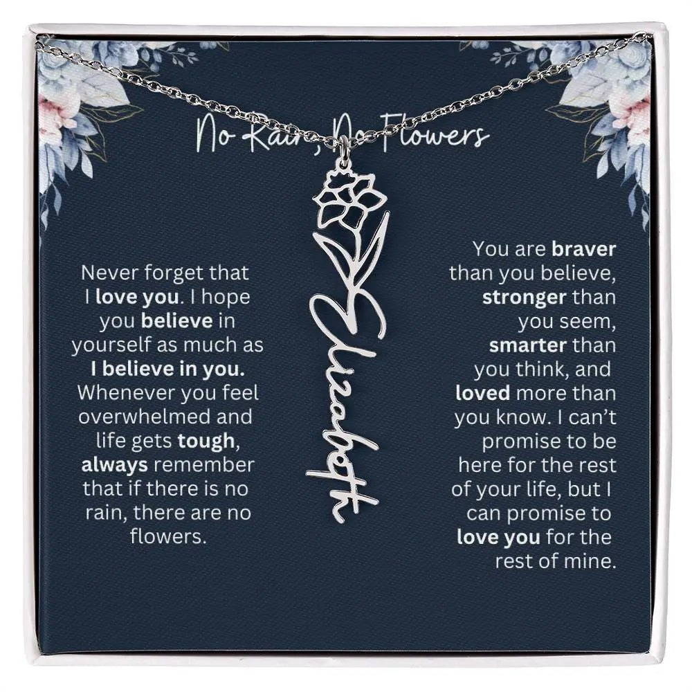 No Rain - No Flowers | Birth Necklace | Name Necklace | Special Gift from Dad to Daughter