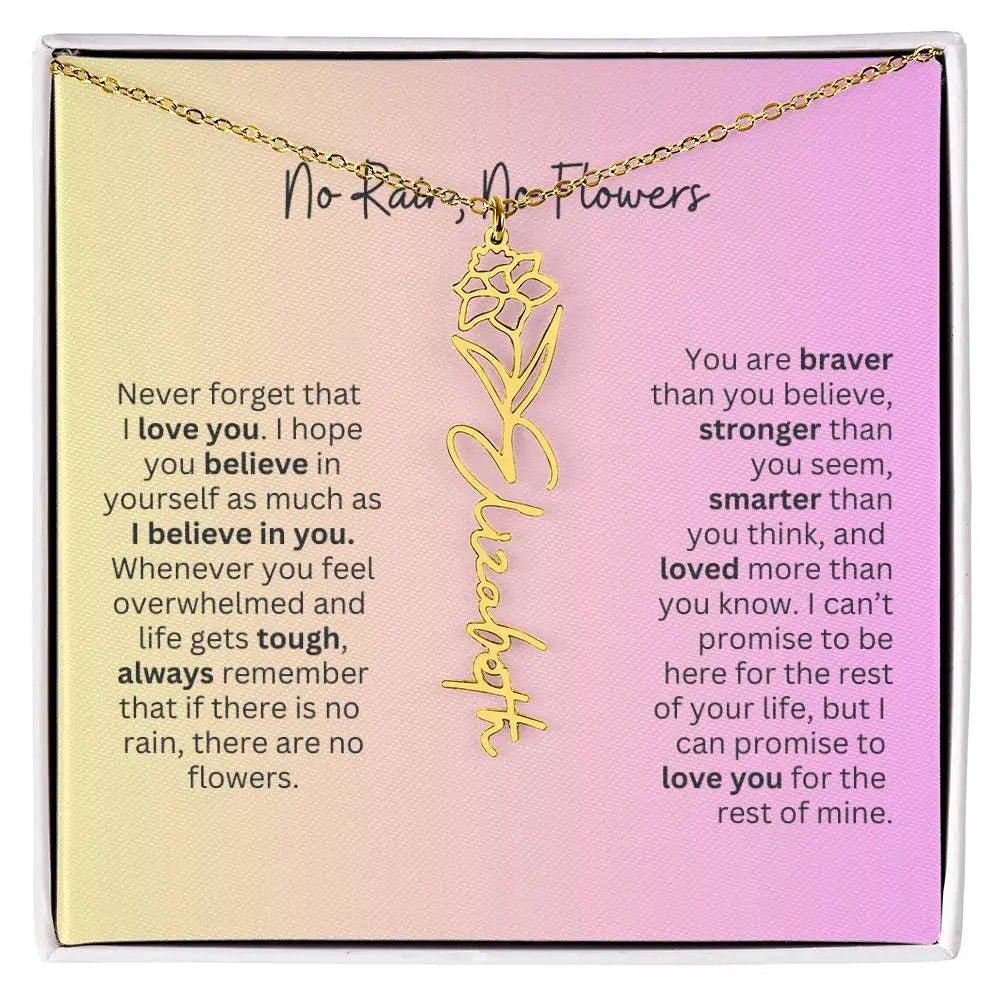 No Rain - No Flowers I Birth Necklace I Name Necklace I Pink