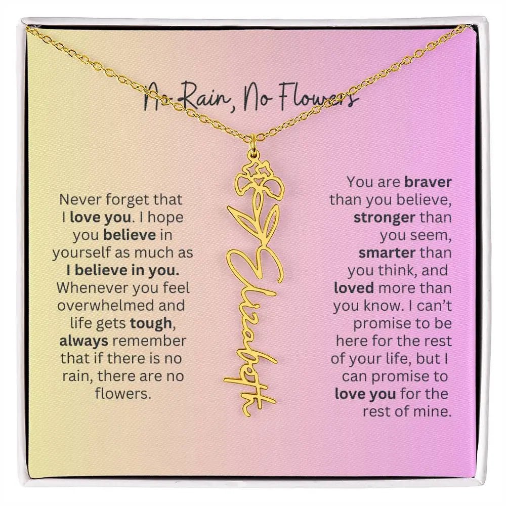 No Rain - No Flowers I Birth Necklace I Name Necklace I Pink