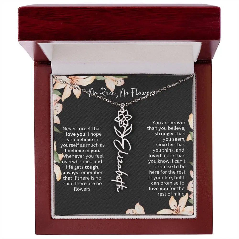 To My Daughter I Birth Flower Necklace With Name I No Rain - No Flowers