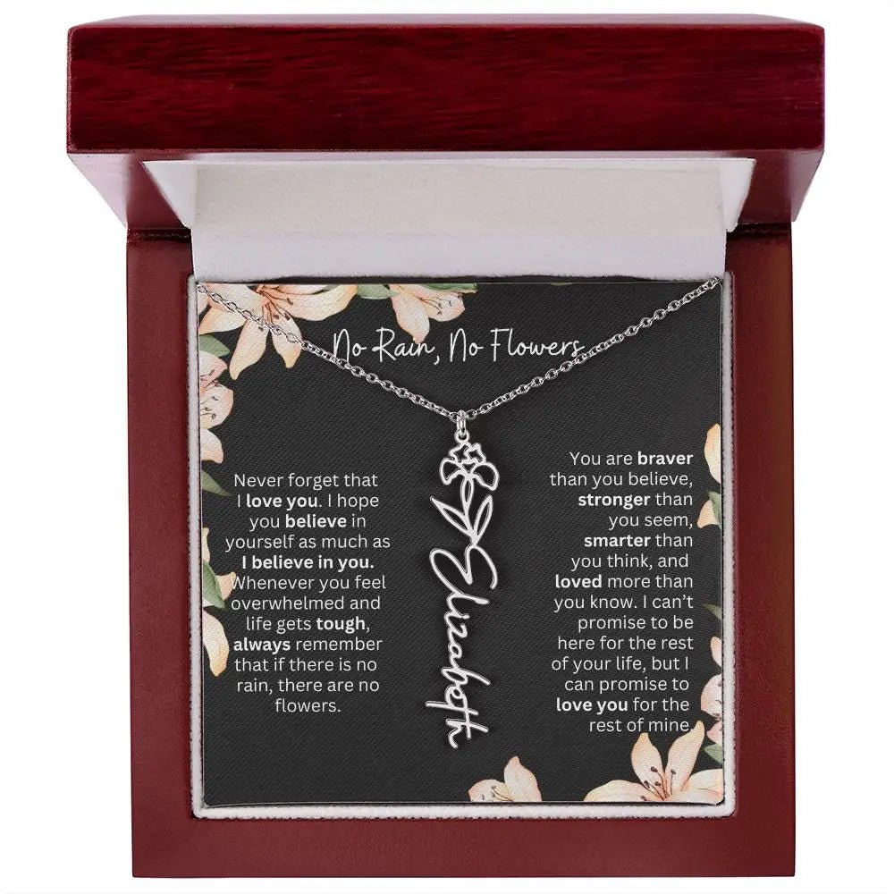 To My Daughter I Birth Flower Necklace With Name I No Rain - No Flowers