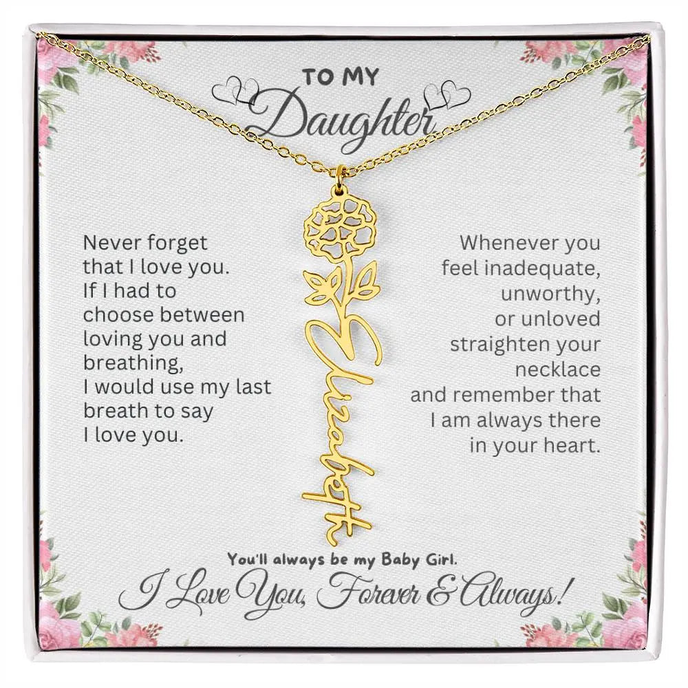 To My Daughter Necklace - Birthday Christmas Gift Birth Flower Jewelry 2025