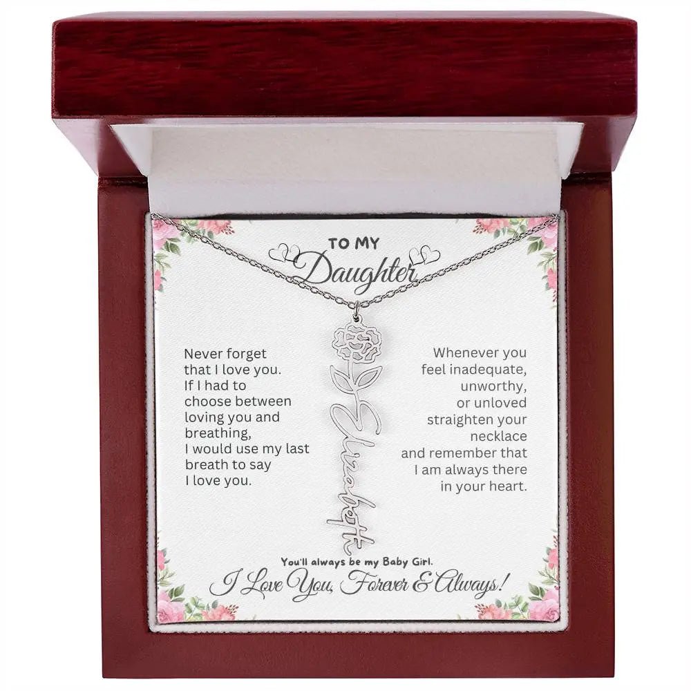 To My Daughter Necklace - Birthday Christmas Gift Birth Flower Jewelry 2025