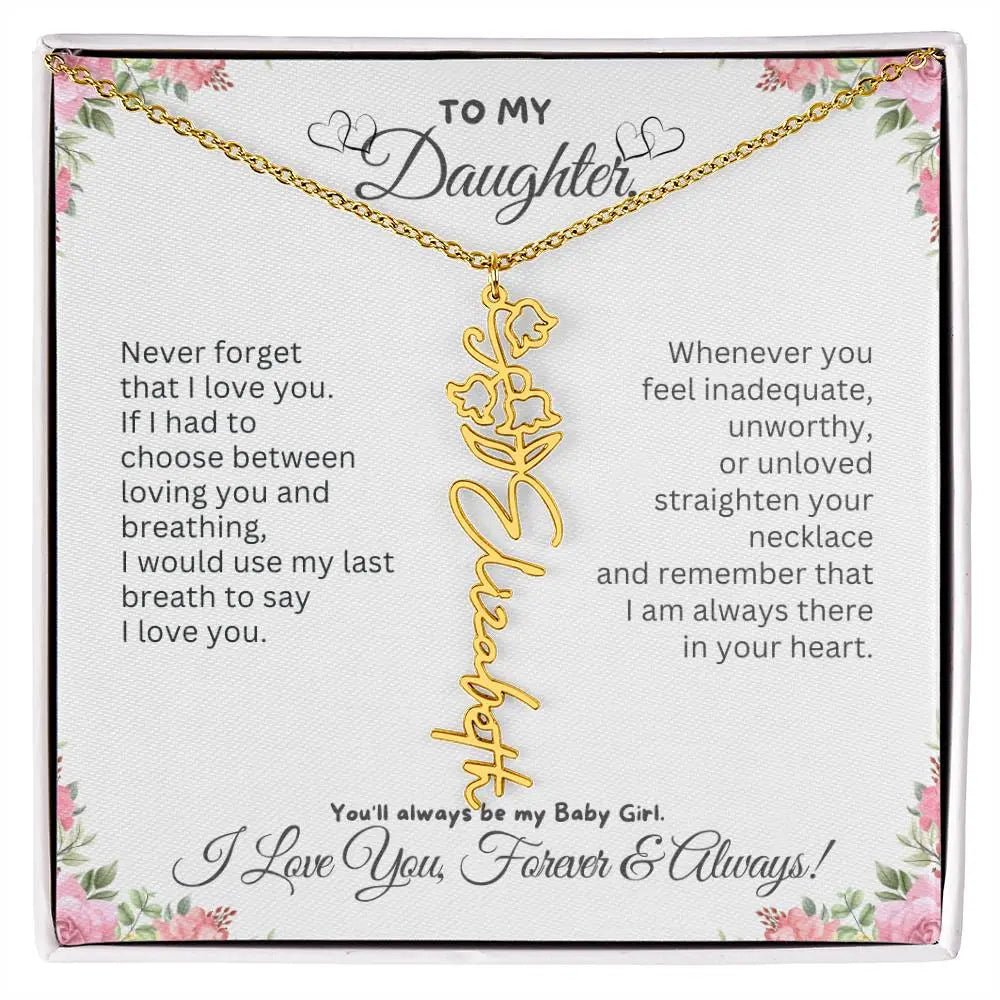 To My Daughter Necklace - Birthday Christmas Gift Birth Flower Jewelry 2025