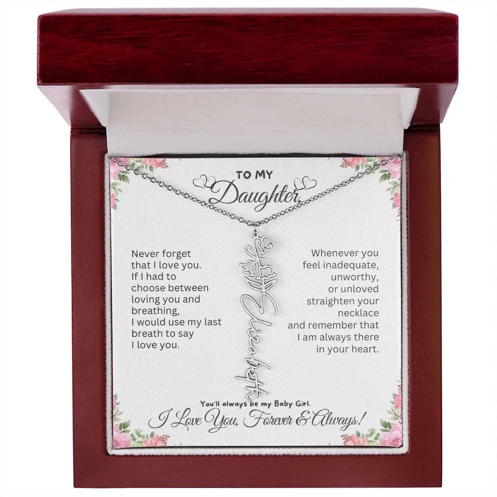 To My Daughter Necklace - Birthday Christmas Gift Birth Flower Jewelry 2025