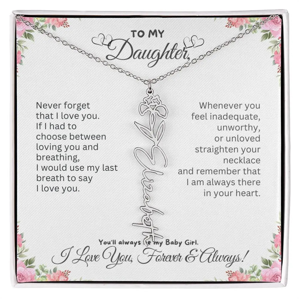 To My Daughter Necklace - Birthday Christmas Gift Birth Flower Jewelry 2025