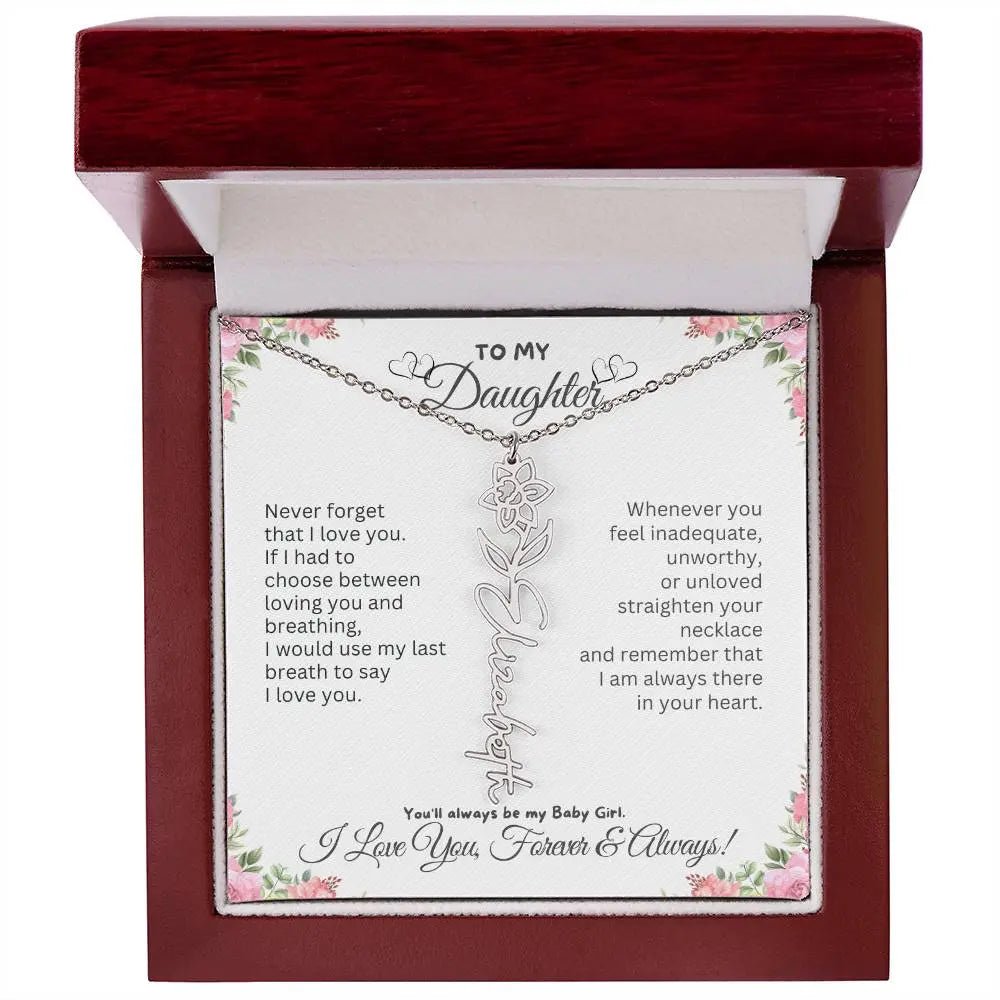 To My Daughter Necklace - Birthday Christmas Gift Birth Flower Jewelry 2025