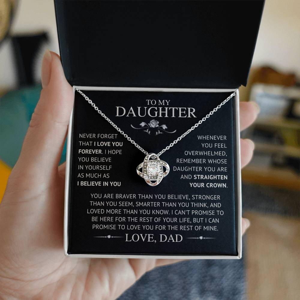 To My Daughter - Love Dad I Love Knot Necklace