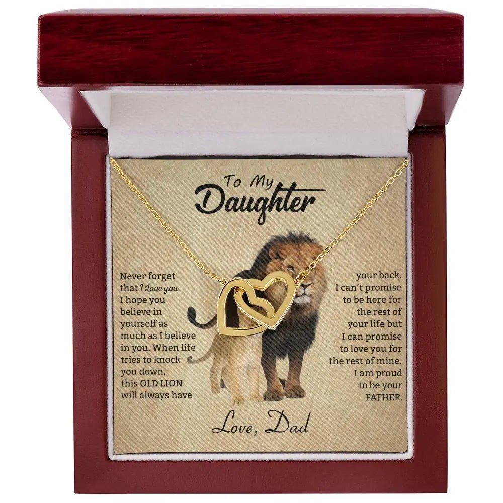 To My Daughter Necklace from Dad - Never forget that I love You, Lion Necklace